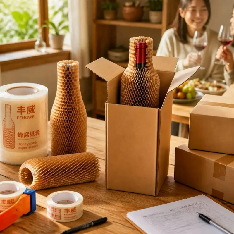 50 pièces de housses de protection pour objets fragiles, emballage amortissant pour bouteilles de vin, papier kraft nid d'abeille, papier maillé anti-collision