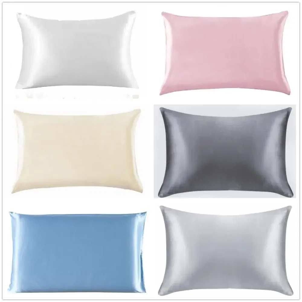 Emulation Silk Satin King Pillowcase Smooth Queen/Standard Pillow Case Cushion Cover Chair Seat Bedding Pillows Cover Home Decor