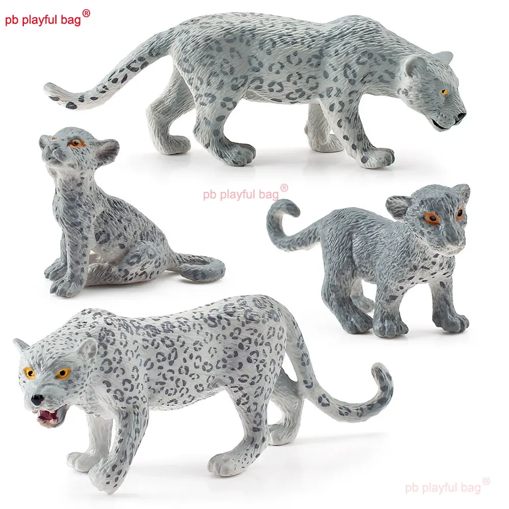 Figurines d'animaux sauvages de la forêt, léopard des neiges, jouets de Collection, Simulation statique, décoration de bureau, cadeaux pour enfants HG382