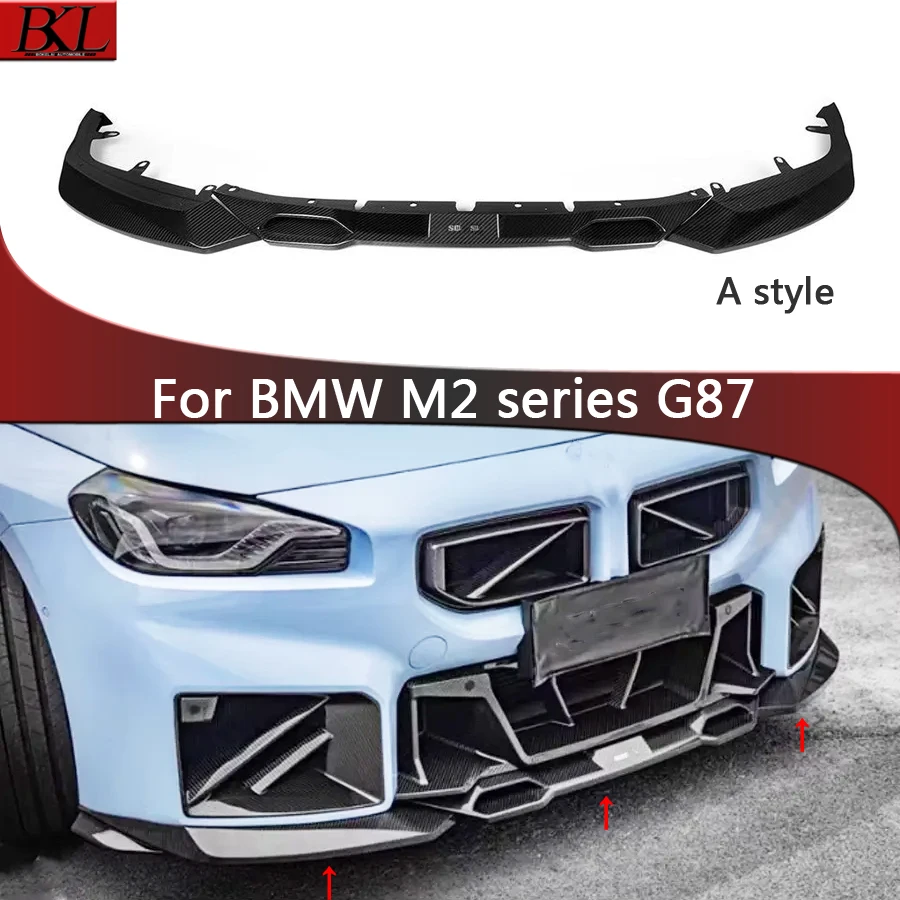 For BMW M2 G87 2022  SQ Style Dry Carbon Fiber Car Front Bumper Diverter Spoiler Diffuser Front lip chin Shunt upgraded body kit