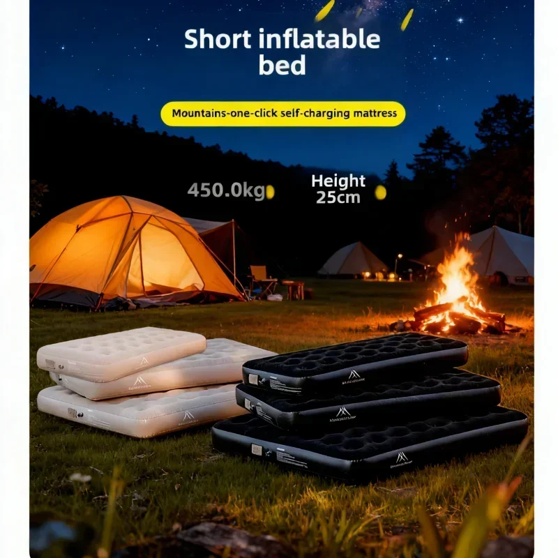 MOUNTAINHIKER New Interior Air Mattress Glamping Mats PVC Inflatable Sleeping Mattress 1/3 Person Camping Bed Mat Built-in Pump