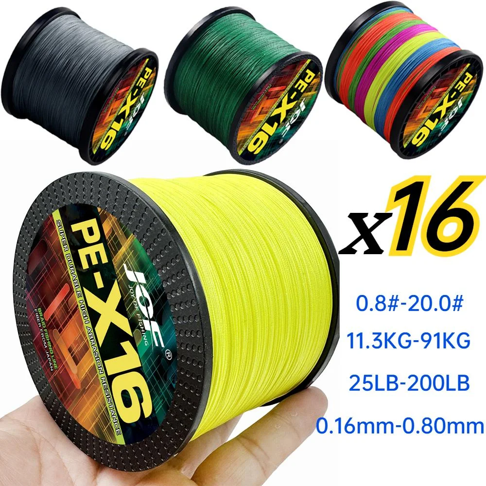 JOF Brand 16-Strands 300M Multifilament Smooth PE Fishing Line Japan 16X Braided Wear-Resistant 25~200LB for Carp Bass Pesca