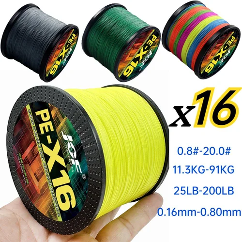 Imagen 1 del producto JOF 16 hebras 1000M hilo de pescar multifilamento PE extremadamente fuerte 16X alambre trenzado resistente al desgaste 25~200LB para pescador Pesca