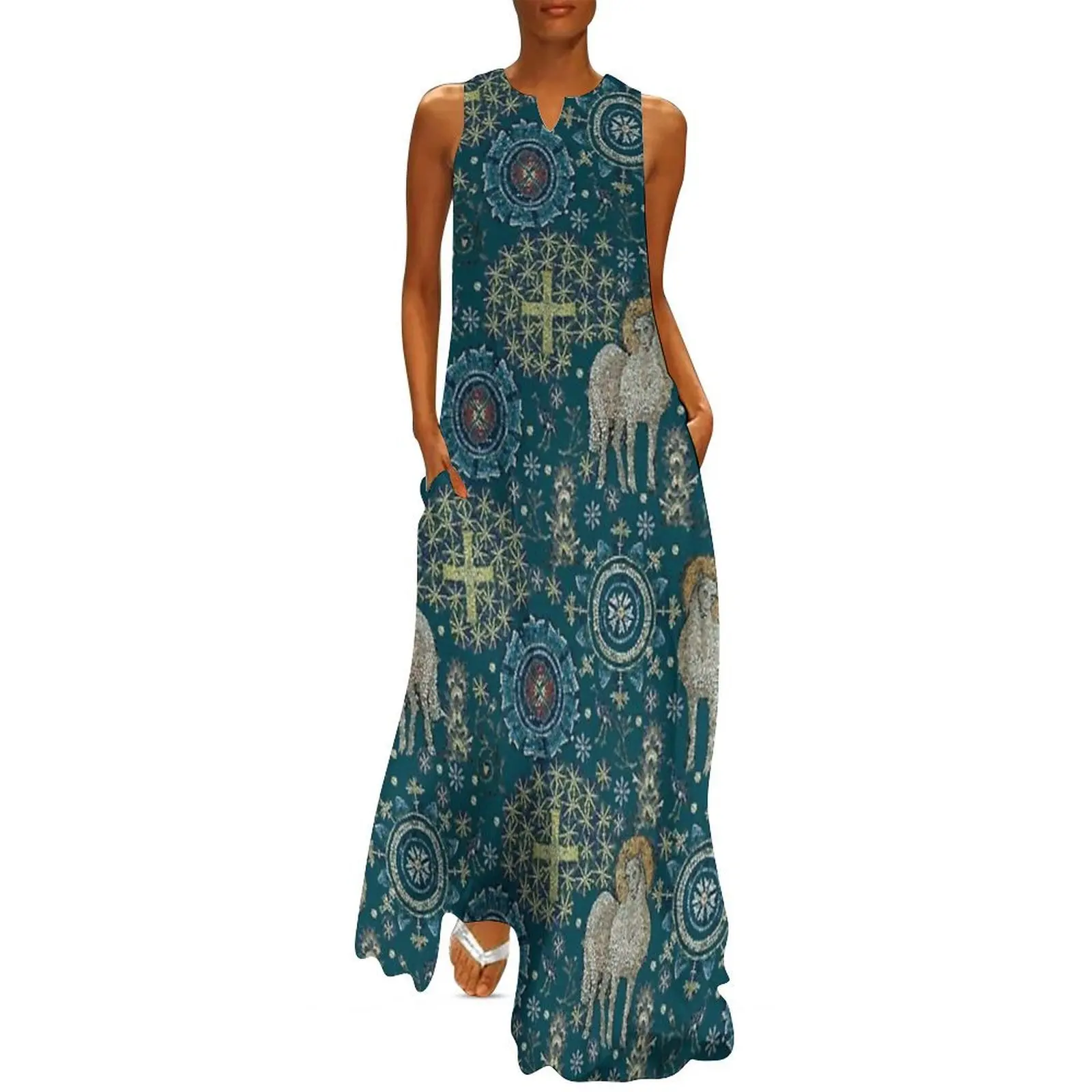 

Mosaics of Ravenna: Blue - Byzantine Collection Long Dress luxury woman evening dress summer dress woman 2025 trendy