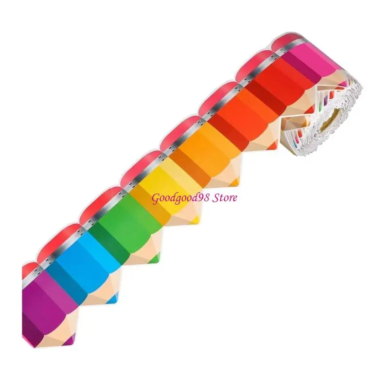 Pencil Pattern Border Trim Wall Sticker 32.8ft Long Bulletin Board Border Sticker for Chalkboard Notice Board Decoration 