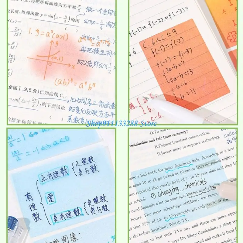 G88D Pull Out Sticky Notes Pad for Writing 150 Sheets Pearlescent Note Paper Memo Pad Reminder on Fridges Computer Calender
