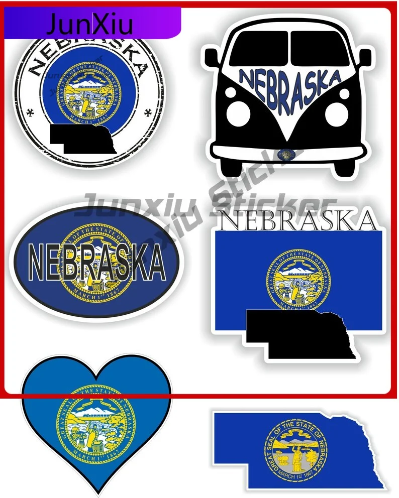 

A Set Of Six Pieces Stickers Nebraska America Flag Decals Vinyl Custom Waterproof Wall Stickers Decoration Funny Decorations Pvc