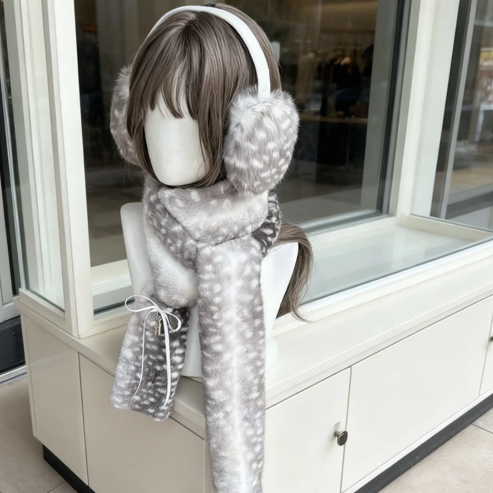 الشتاء إِلْكَة عيد الميلاد أفخم غطاء للأذنين اليابانية مبطن وشاح دافئ الحلو Kawaii قرون هيرباند تأثيري لطيف السنة الجديدة اكسسوارات #3