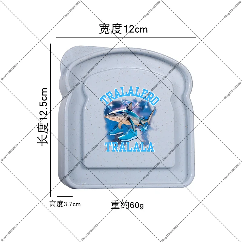 Lunch Box Bento Brainrot italiano Tung Tungtung Sahur Telala Contenitori per alimenti con squalo divertente Contenitore per il pranzo stampato con motivo a cartoni animati