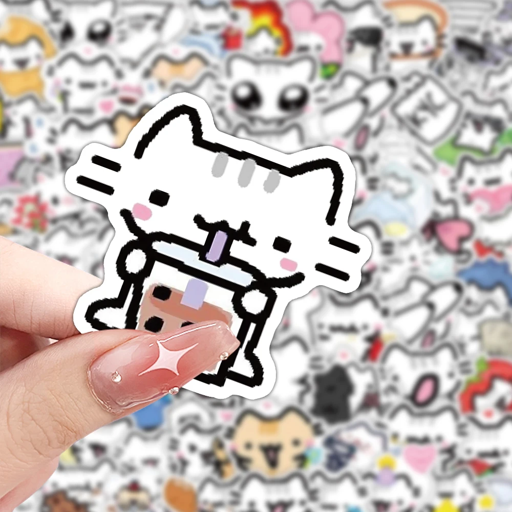 10/72 قطعة خطوط لطيف هريرة الكتابة على الجدران ملصق Kawaii الكرتون الحيوان ملصق مائي لأجهزة الكمبيوتر المحمول كأس الهاتف الثلاجة ملصق مضاد للمياه ألعاب أطفال