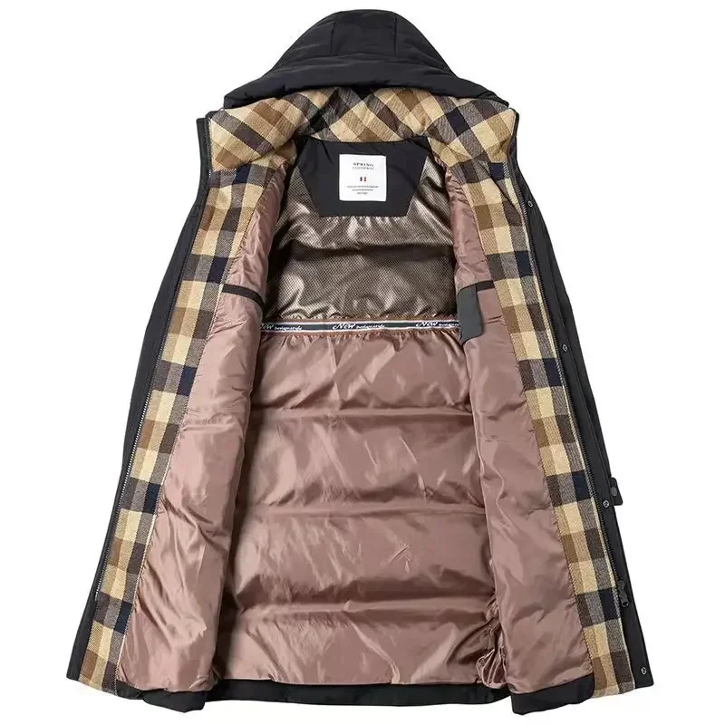 Hooded Long Down Jacket Man Duck Padding Lightweight Padded Jackets 2025 Winter Casual Sack Luxury Coat