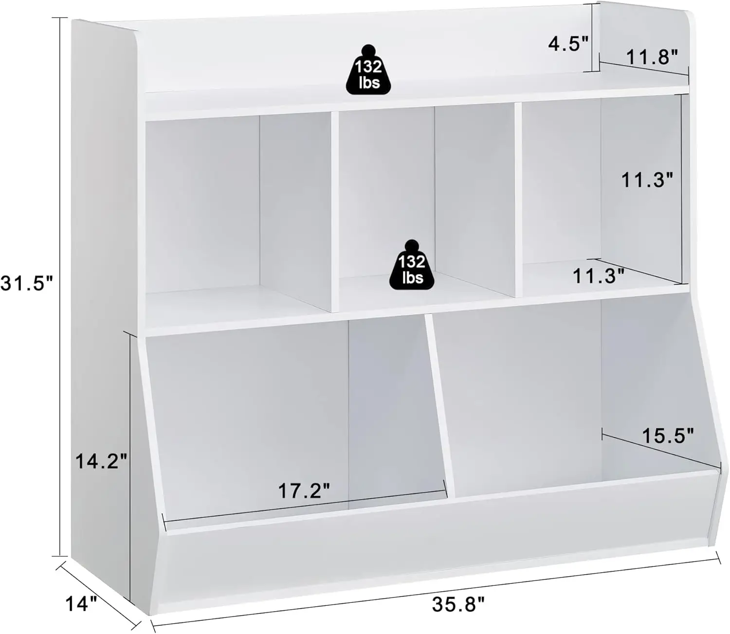 Organizer met boekenplank, 5-cubby kinderspeelgoedplank, speelgoedopbergkast, geschikt voor kinderkamer, speelkamer, hal, Ki