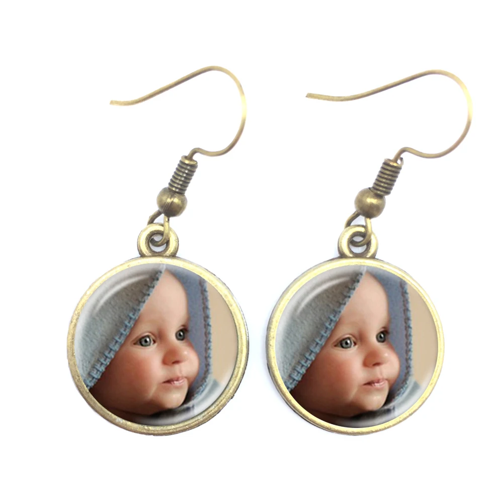 Personalizado personalizado brincos foto mãe pai bebê crianças avô pais personalizado projetado foto presente para o aniversário da família presente