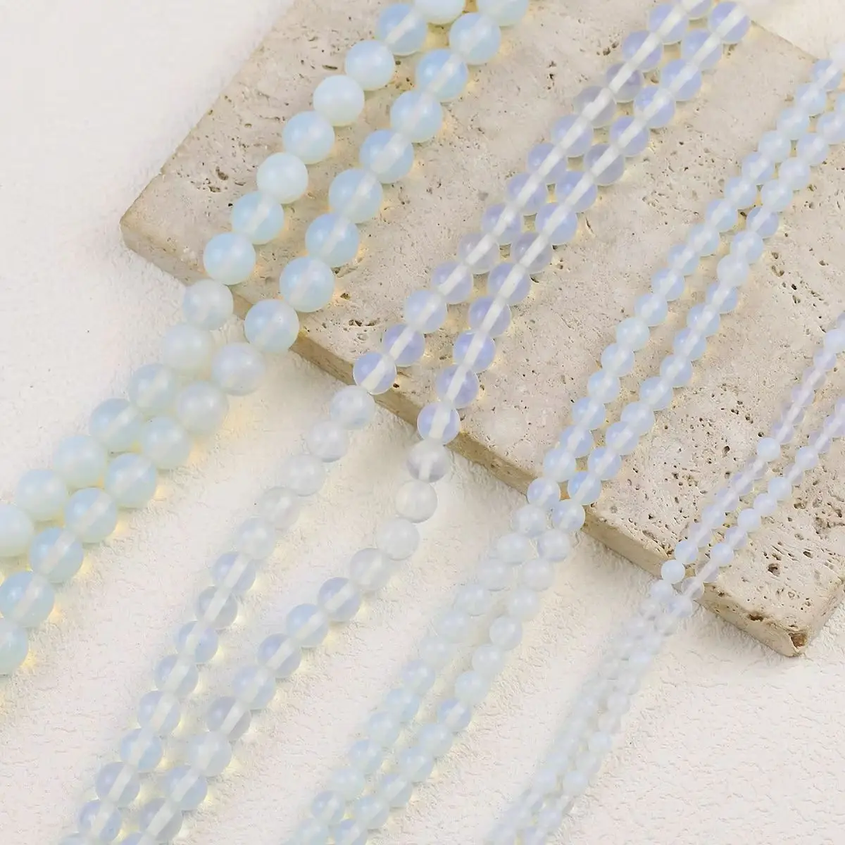 4/6/8/10/12mm Natural Opalite Round Loose Beads Smooth Stone Spacer Beads For DIY Jewelry Making Bracelet Necklace Supplies