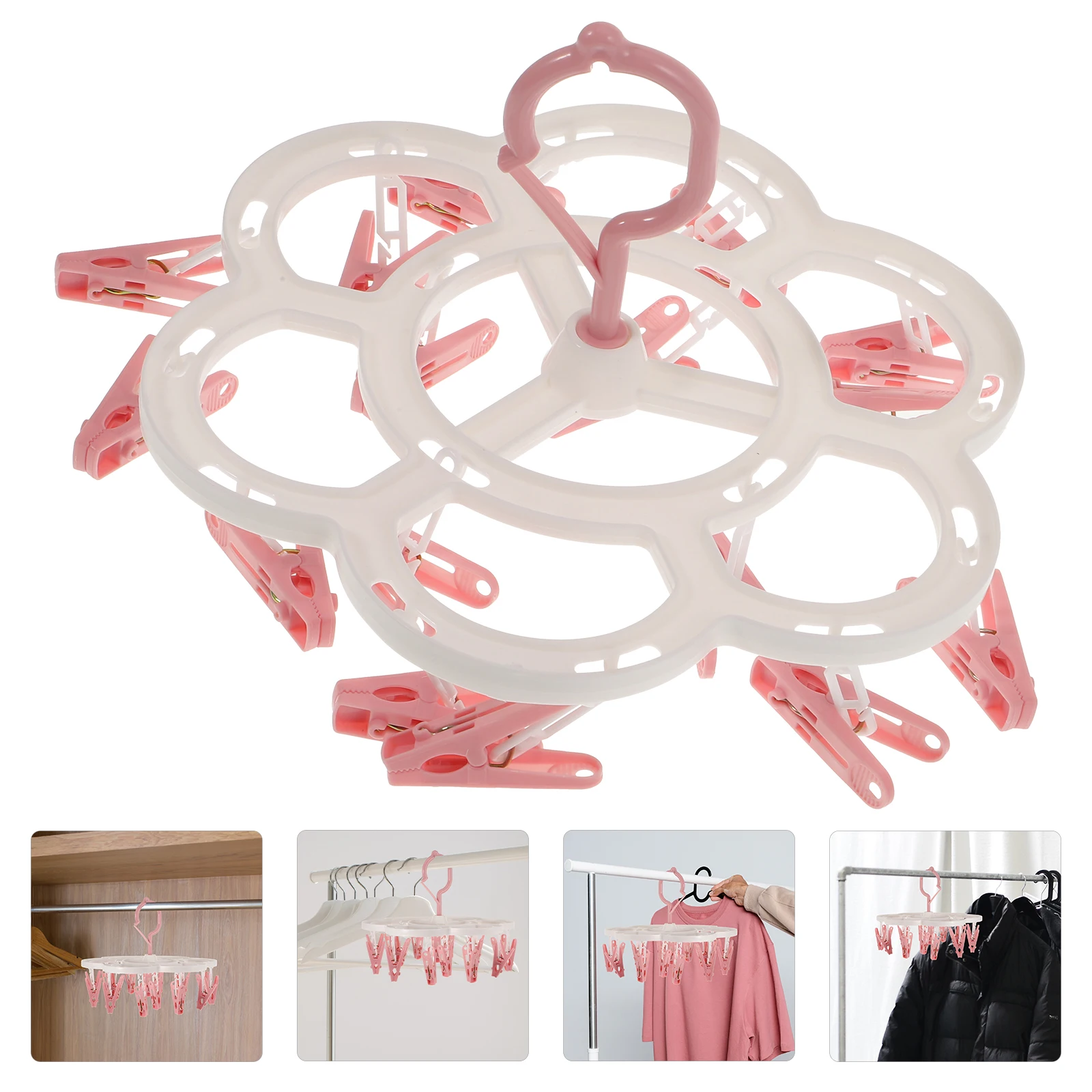 

Plum Sock Drying Rack Towels Hanging Sturdy Clip Hanger Portable Gloves Foldable Premium Scarves Pink Underwear Household Drip