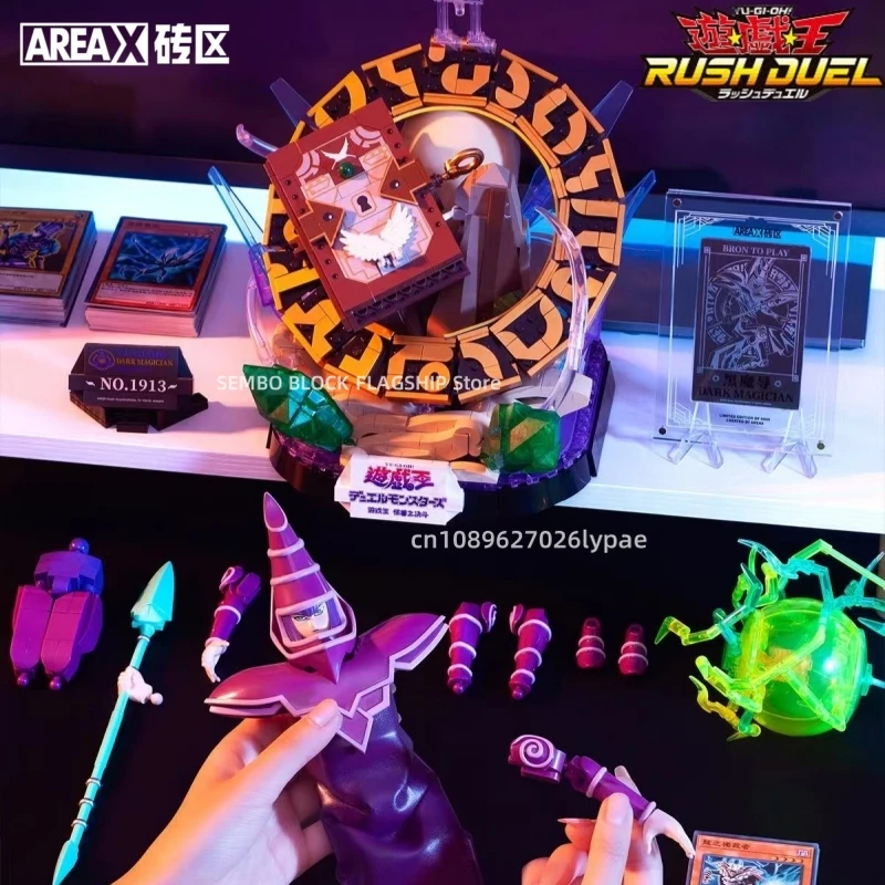 

AREAX Yu-Gi-oh Dark Magician Assembled Building Blocks Cartoon Anime Toy Model Desktop Ornaments Children's Holiday Gifts