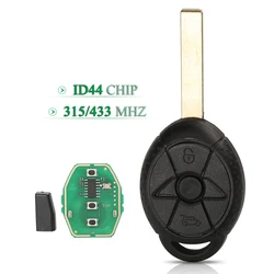 jingyuqin 2 Buttons For Old BMW Mini Cooper S R50 R53 Remote Control Car Key 315Mhz/433Mhz ID44 Chip Fob HU92 Blade Replacement
