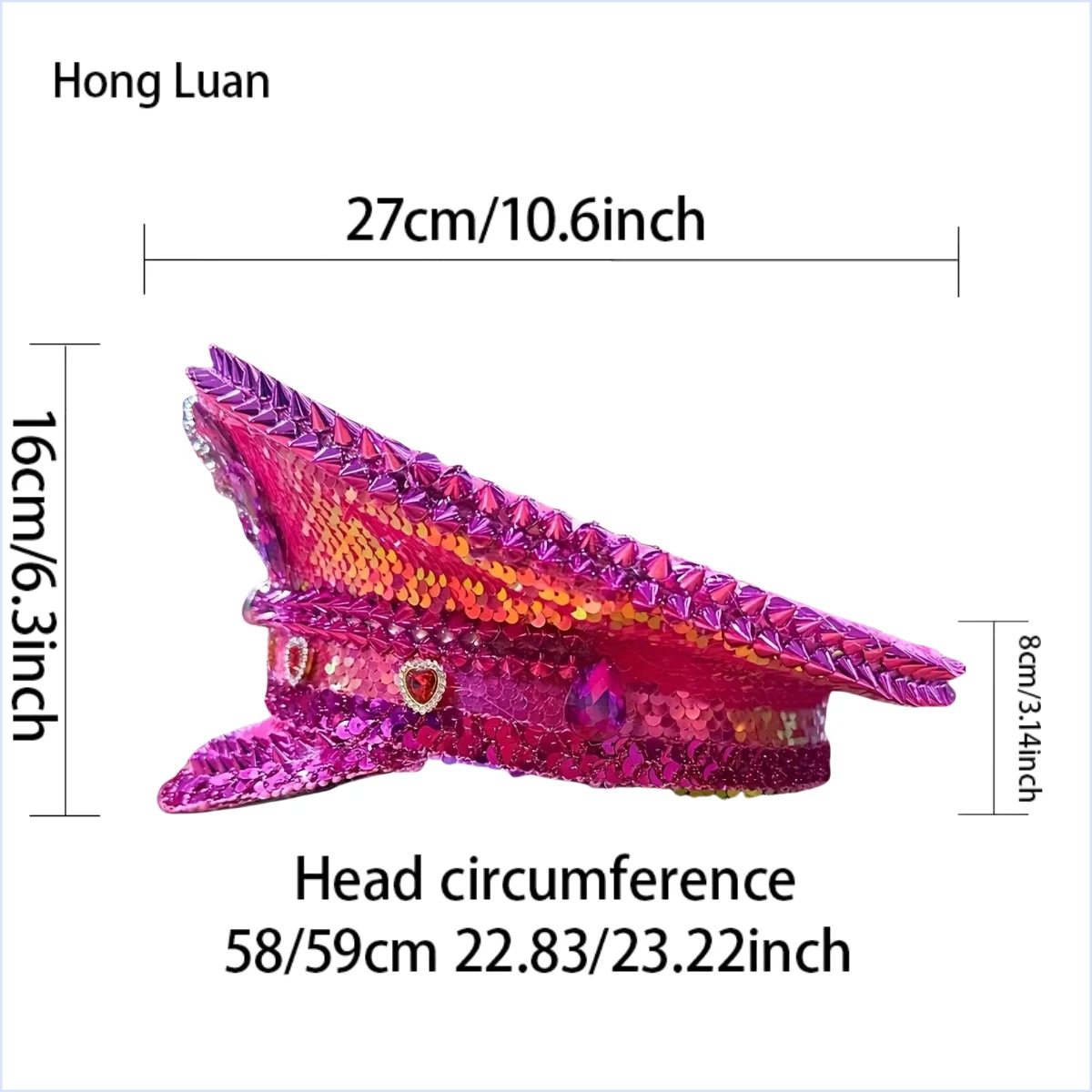 HongLuan rose Halloween Costume chapeau adulte, capitaine chapeaux strass pour Burning Man Festival femme, Cosplay femme accessoires