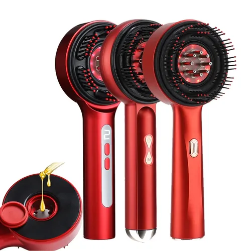 Peine eléctrico para masaje del cuero cabelludo, aplicador de aceite para el cuero cabelludo, cuidado del cabello, masajeador de cabeza con luz roja para el crecimiento de la línea del cabello, cepillo antipérdida de cabello