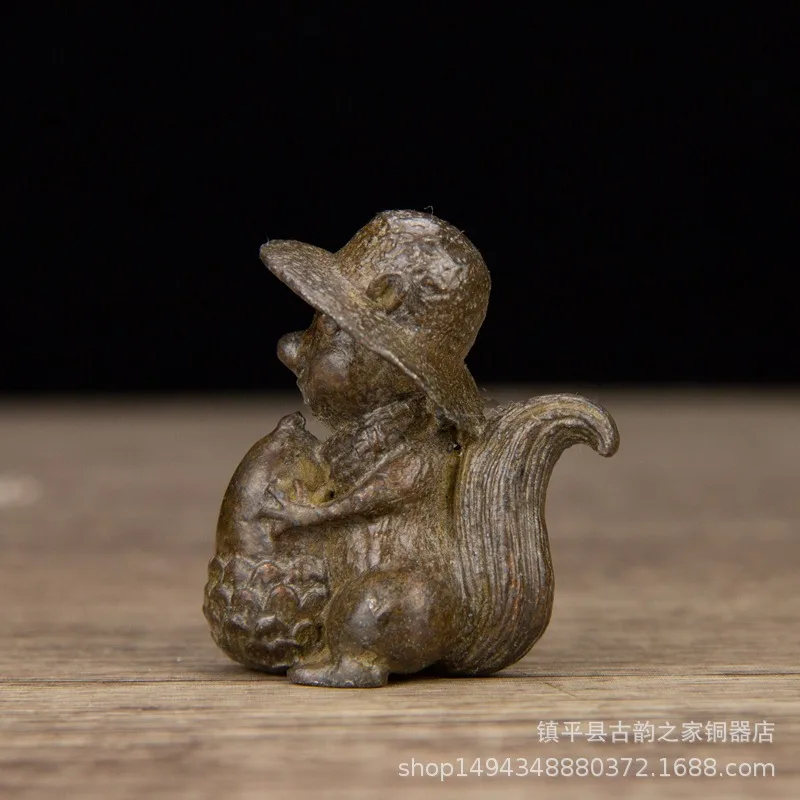 Brass Vintage Antique Squirrel Ornament Tea Pet Office Living Room Shop Desktop Decoration