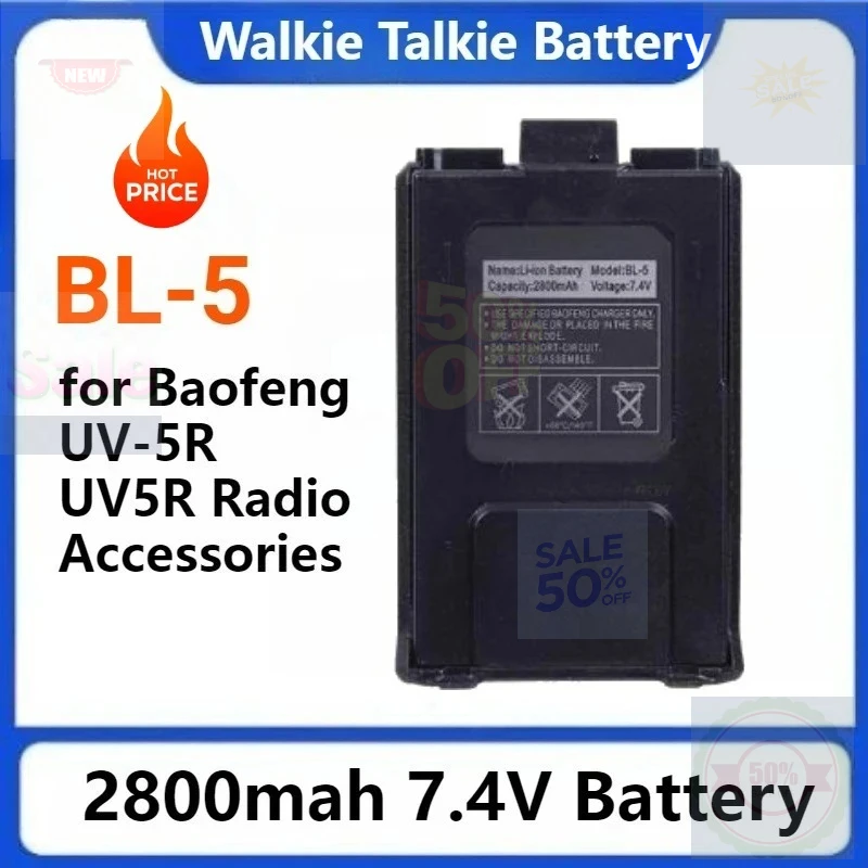 

1-5pcs/lot BL-5 2800mAh 7.4V Li-on Rechargeable Batteries for Baofeng UV-5R UV5R Radio Accessories Walkie Talkie Battery