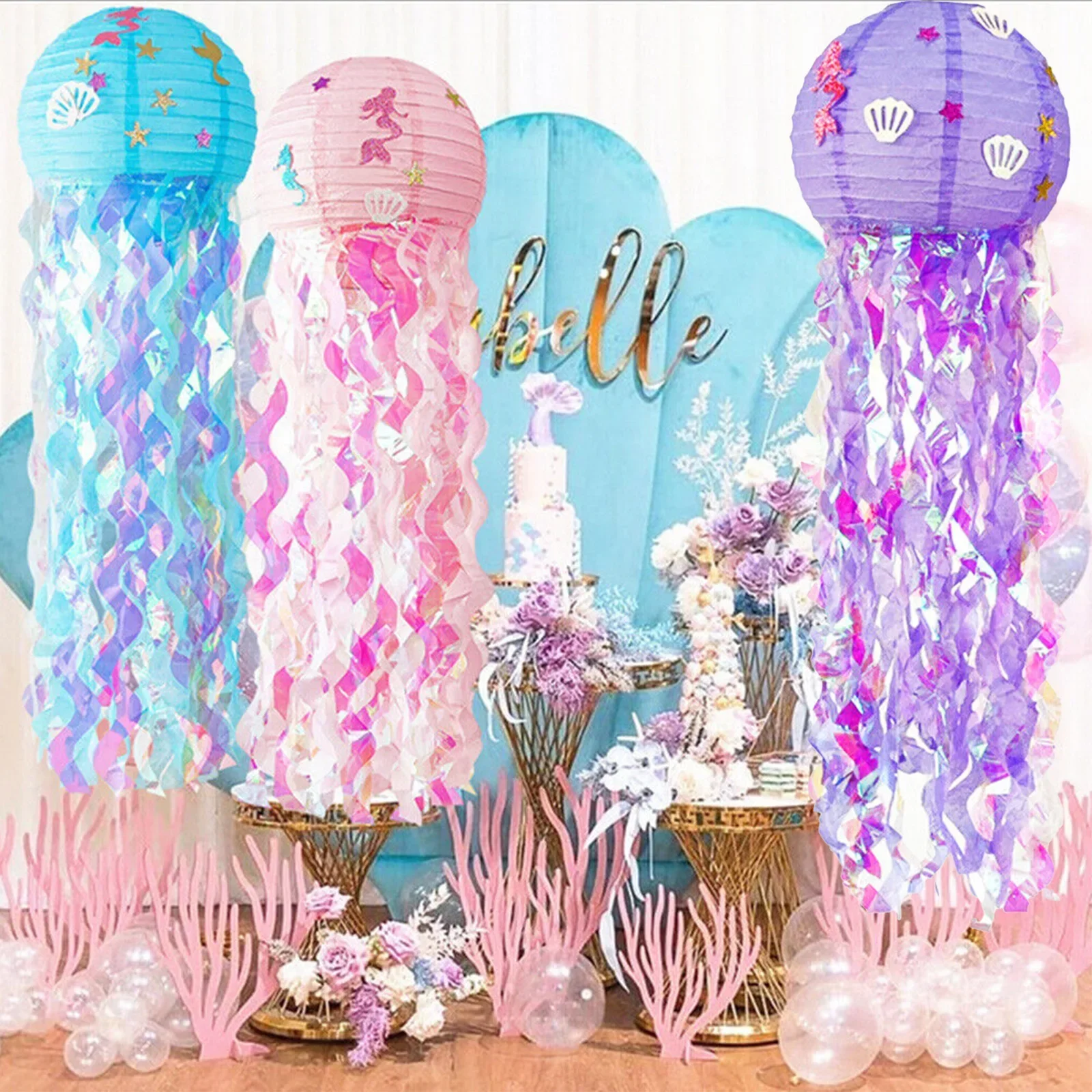 

Mermaid Party Decoration Diy Hanging Jellyfish Lantern Little Mermaid Under The Sea Party Birthday Party Decorations Baby Shower