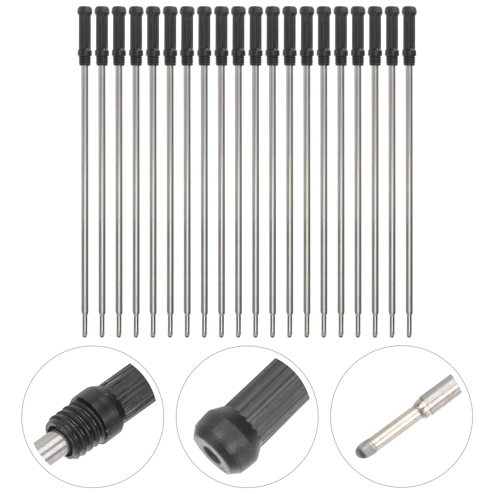 20Pcs Metal Ballpoint Pen Refills 115mm Fine Point Ink Smooth Writing Compatible Cross Pens General Use Writing