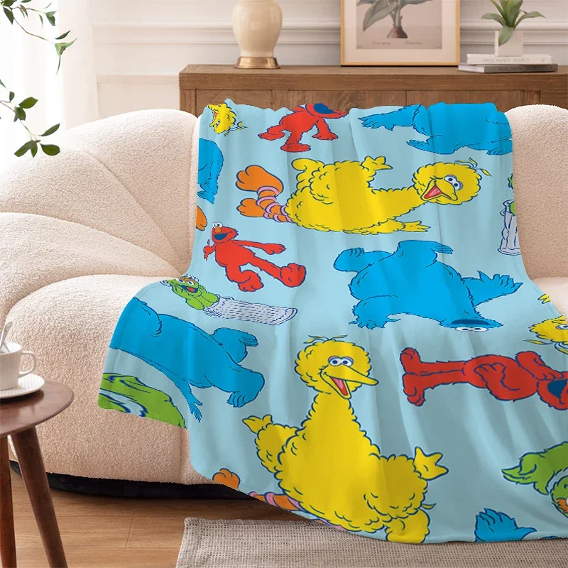 Bed Blanket Sofa Winter S-Sesame Streets Warm Knee Fleece Camping Custom Nap Fluffy Soft Blankets King Size Microfiber Bedding