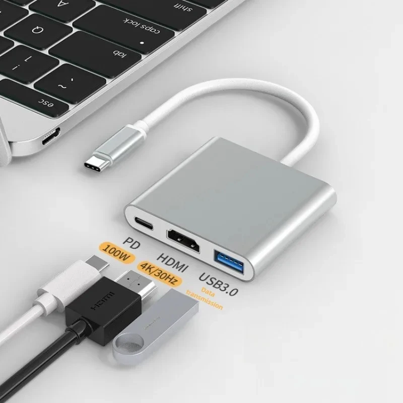 Type-c Hub USB-C to HDMI Compatible with splitter USB-C 3 Combination 1 4K 3.0 PD Fast Charging Smart Adapter，Applicable MacBook