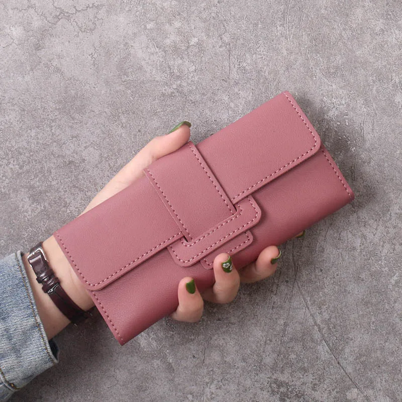 Women\'s Wallet Long Card Holder Tri-fold Flip Cover Korean Style Student Change Bit Multifunctional Wallet