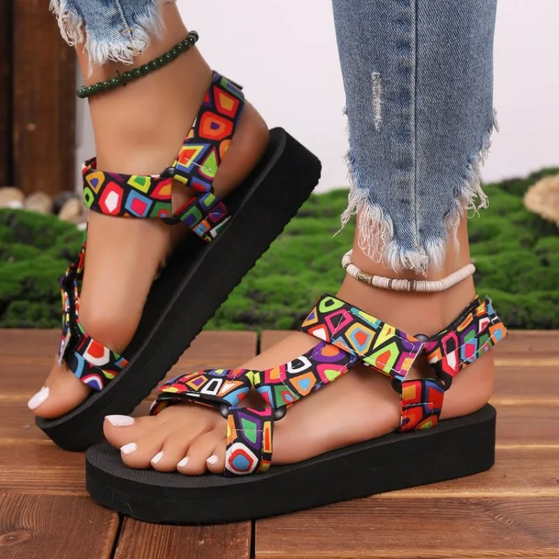 

Summer Flat Women's Shoes Hemp Rope Set Foot Beach Sandals Outdoor All-match Casual Slippers Large Size Women Sandals