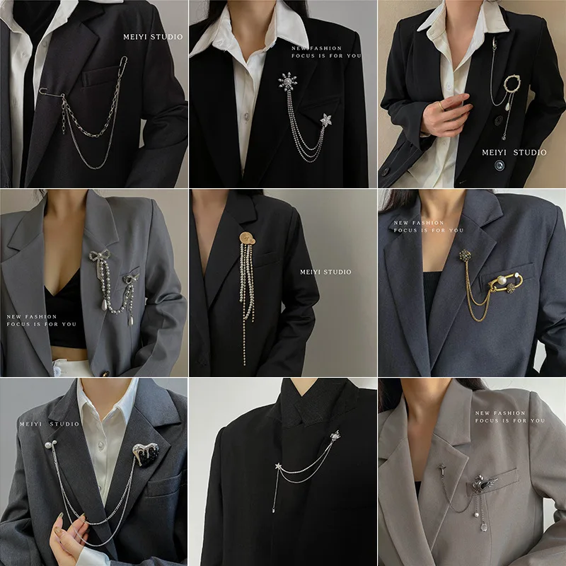 Luxury Design Brooches High Quality Pearl Long Tassel Suit Corsage Accessories Fashion Trendy Korean Style Pin Jewelry Wholesale