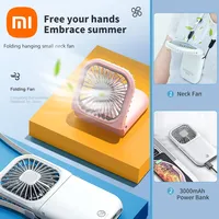 Xiaomi Hanging Neck Fans Mini Portable Folding USB Mute Power Bank Portable Handheld Desktop Multi ReCharge For Outdoor