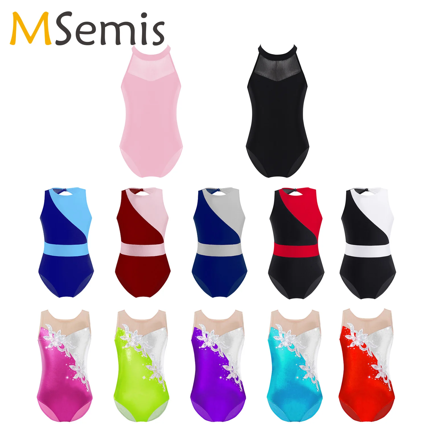 Kids Girls Sleeveless Gymnastics Sports Workout Bodysuit Children Patchwork Ballet Dance Leotard Ballerina Fairy Party Costumes