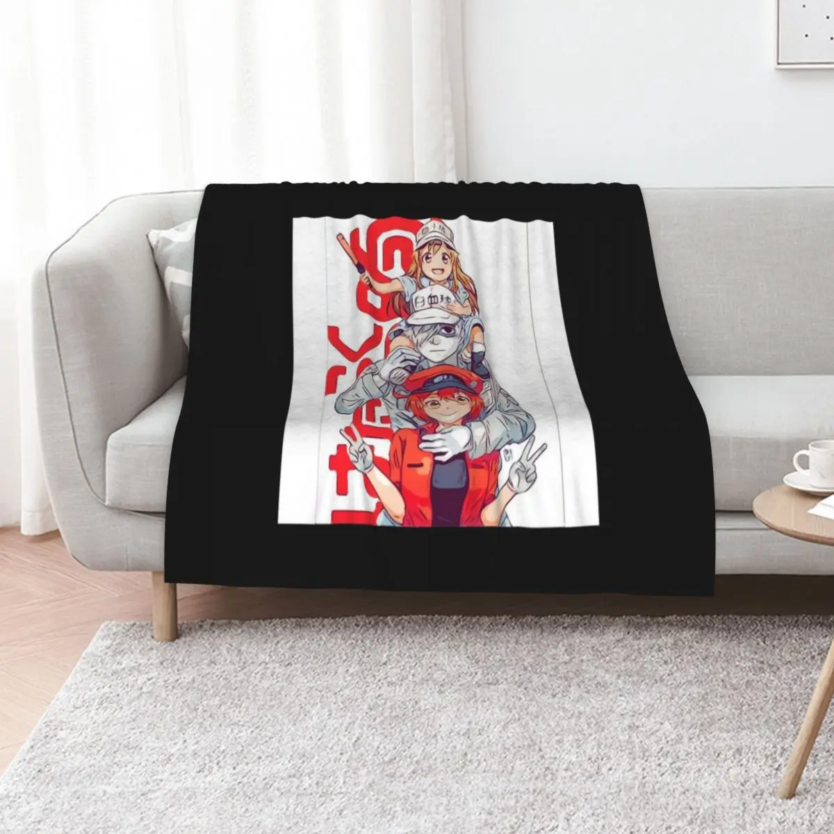 Hataraku SaibouCells At Work-(Sketch) Throw Blanket Camping Sleeping Bag Polar Baby Soft Beds Blankets