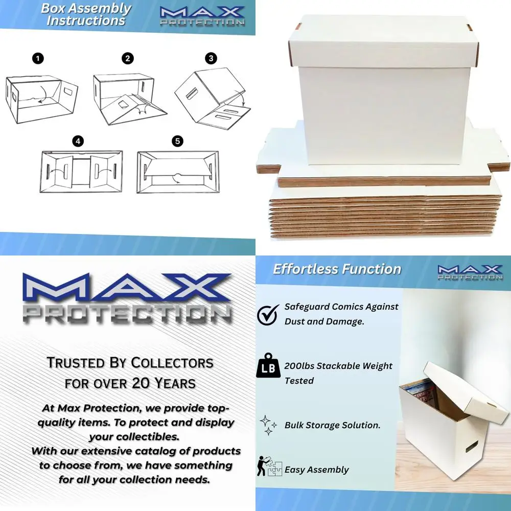 

Премиальные штабелируемые коробки для хранения комиксов - белые, двойной толщины, вмещают 150-175 комиксов, набор из 8 штук