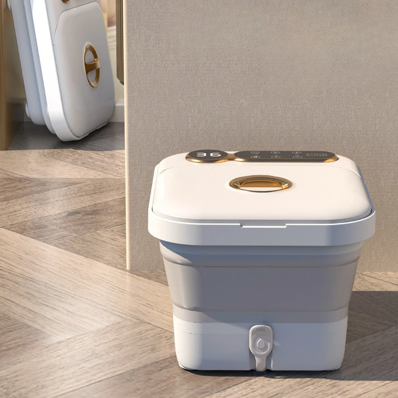 

Складная электрическая спа-ванна для ног, автоматический массажер для ног с подогревом и терапией красного света, съемный роликовый массаж