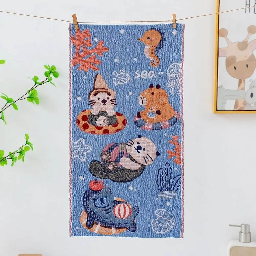 25x48cm Large Hand Towel Cartoon 4 Layer Cotton Gauze Kitchen Towel Quick Dry Decorative Tea Towel Kindergarten Children