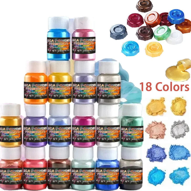 20ml Mica Powder 9/18 Colors Powder Pigment for Bath Soap Making Candle Epoxy Resin Candle DIY Jewelry Making Crafts Pearl Powde