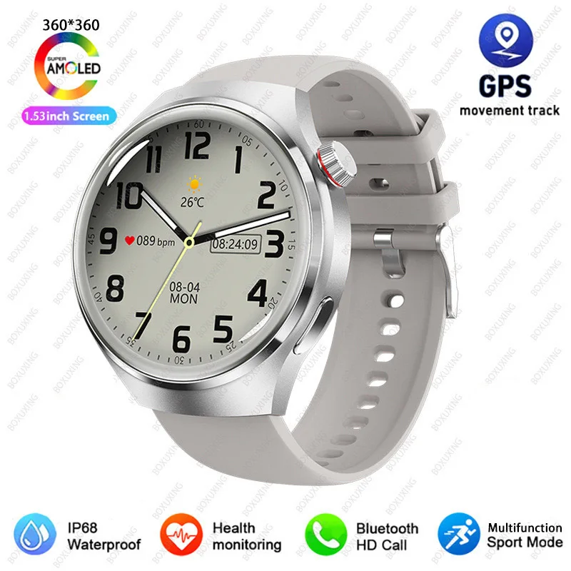 2026 Neue Watch 4 Pro GPS Smartwatch für Herren 360*360 AMOLED-Bildschirm Herzfrequenz Bluetooth-Anruf IP68 Wasserdicht Sport-Smartwatch für Männer