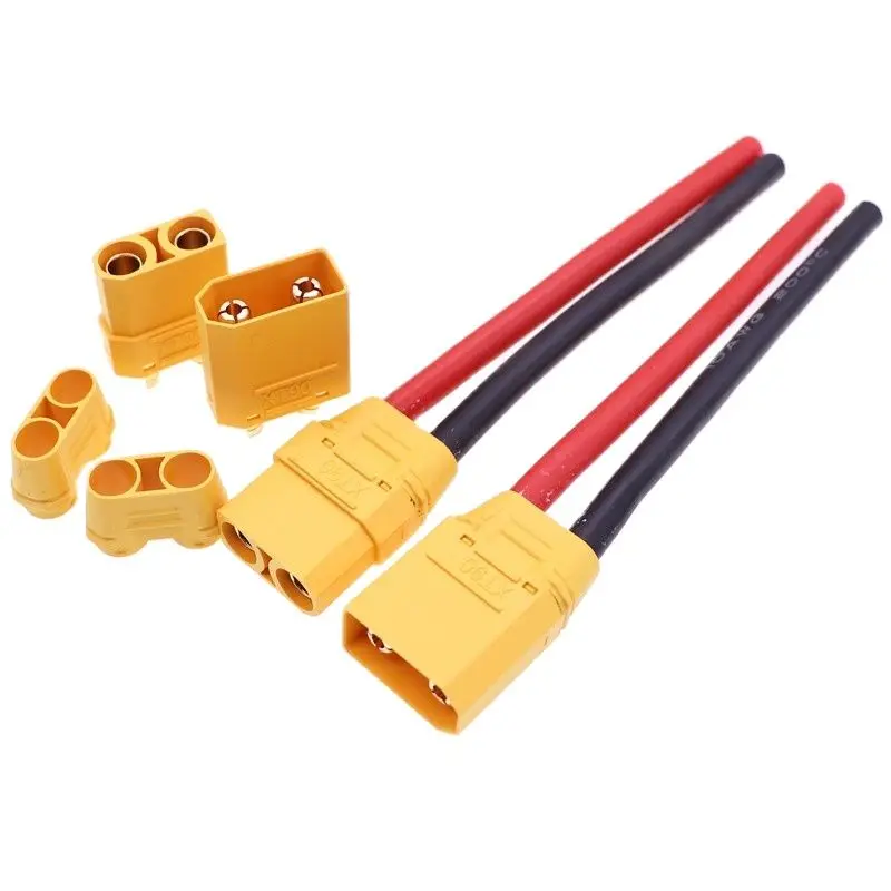 

10PCS/LOT XT90 Male and Female Aircraft Model Lithium Battery Connector High Current Banana Plug XT90S ESC Gold Plated Cable