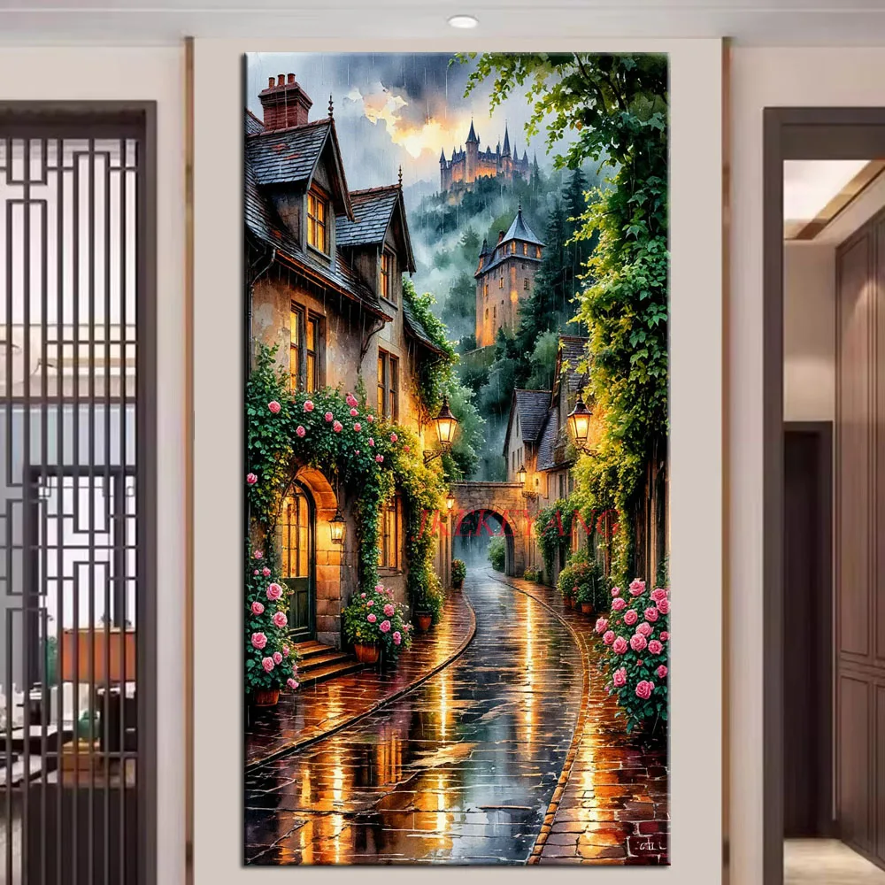 

Beautiful Street Scenery Picture DIY Diamond Painting Cross Stitch Full Drill Diamond Mosaic New Collection Home Decor