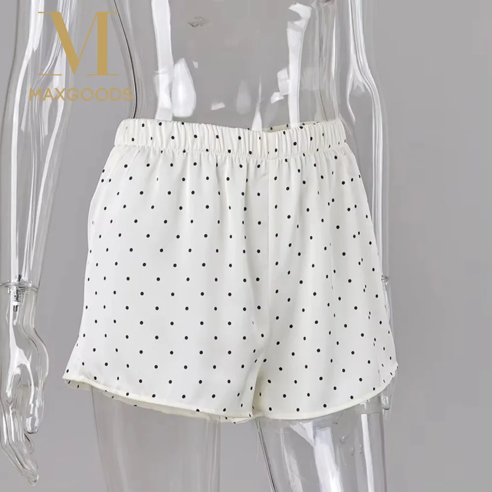 

Trendy Polka Dot Printed Polka Dot Shorts Elastic Waist A Line High Waist Shorts Loose Fit Wide Leg Casual Shorts Summer Wear