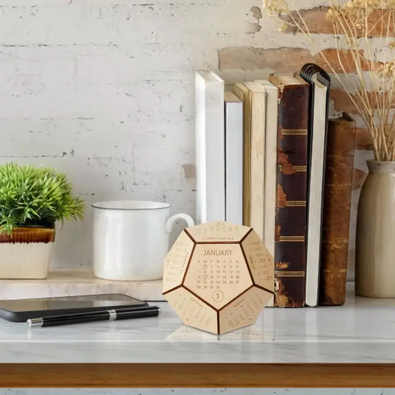 تقويم خشبي مع النردان السداسي ، تقويم مكتبي رائع ، تقويم مكتبي مضحك ، ديكور جمالي ، هدايا للرجال والنساء ، زملاء العمل