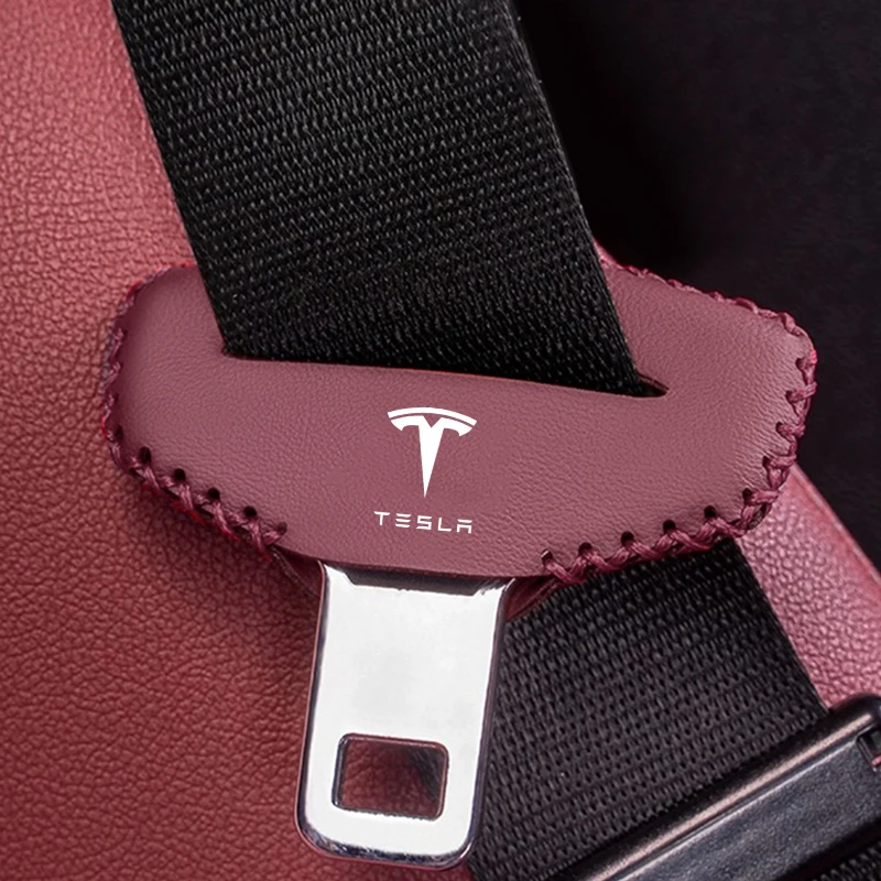 Per Tesla Model S Model X Model 3 Model Y 2017 Personalizzato Roadster Cybertruck SpaceX Cintura di sicurezza per auto Fibbia Custodia in pelle