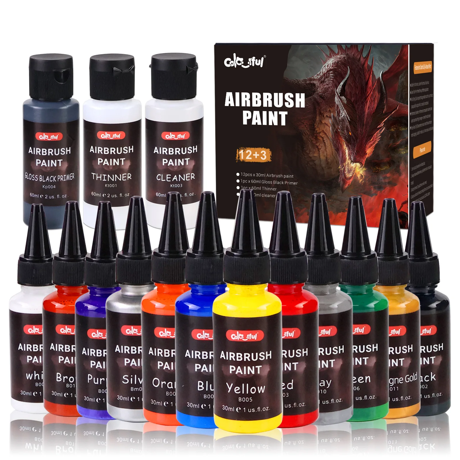 Metallic Airbrush Paint 30ml Water-based Acrylic Pigment Quick Drying Waterproof Pigment for Wargame Miniatures Model