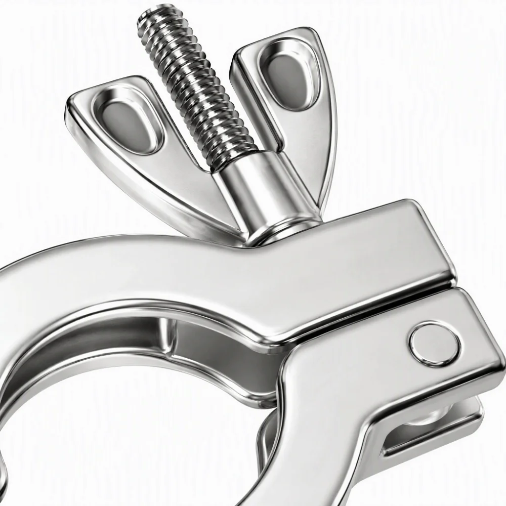 4PCS 304 Stainless Steel+Fluororubber Vacuum Clamp Wing Nut Design Centering O-Ring Quick Clamp Flange Silver+Black
