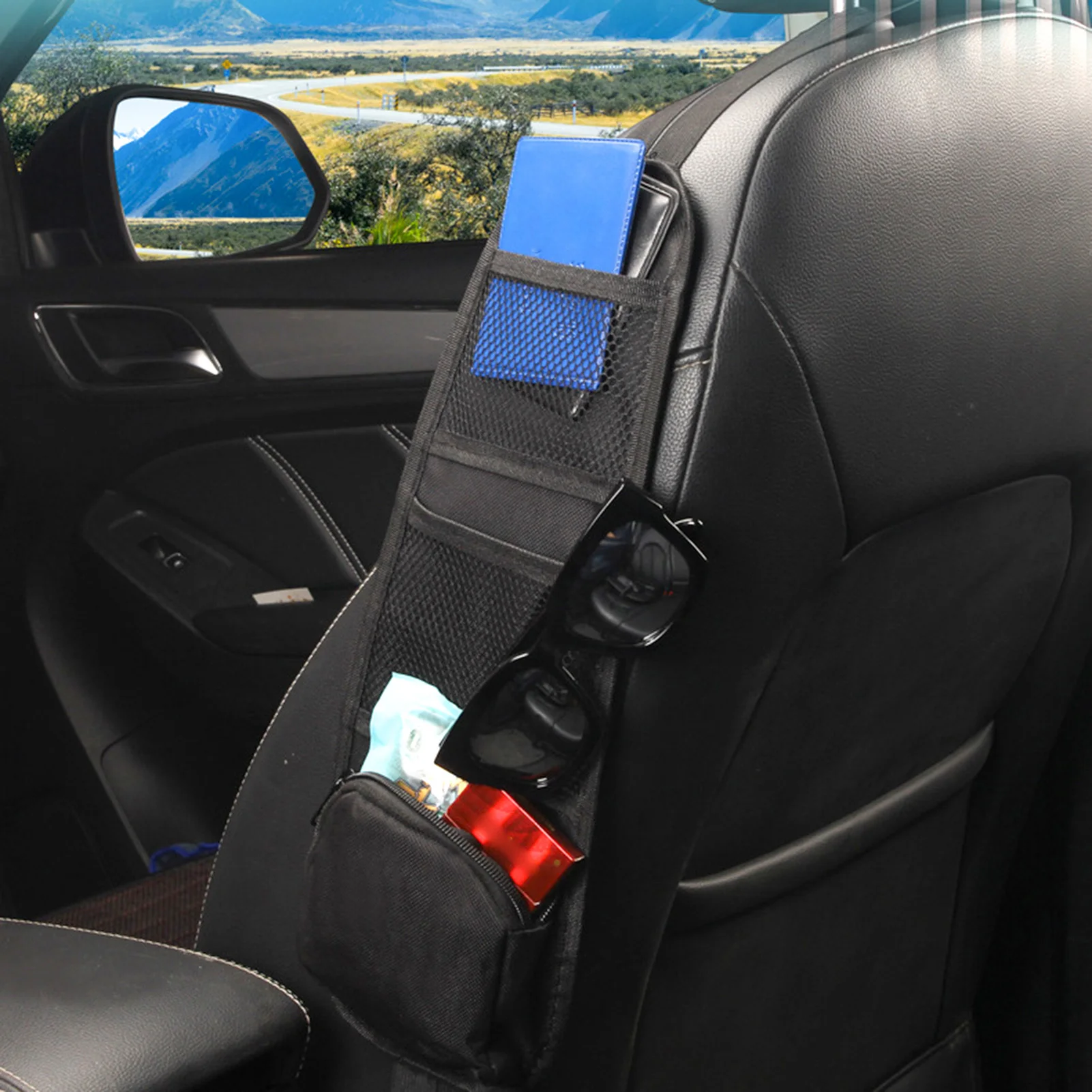 منظم جانبي لمقعد السيارة عالمي متعدد الجيوب منظم مقعد أمامي للسيارات سيارات الدفع الرباعي والشاحنات - 4