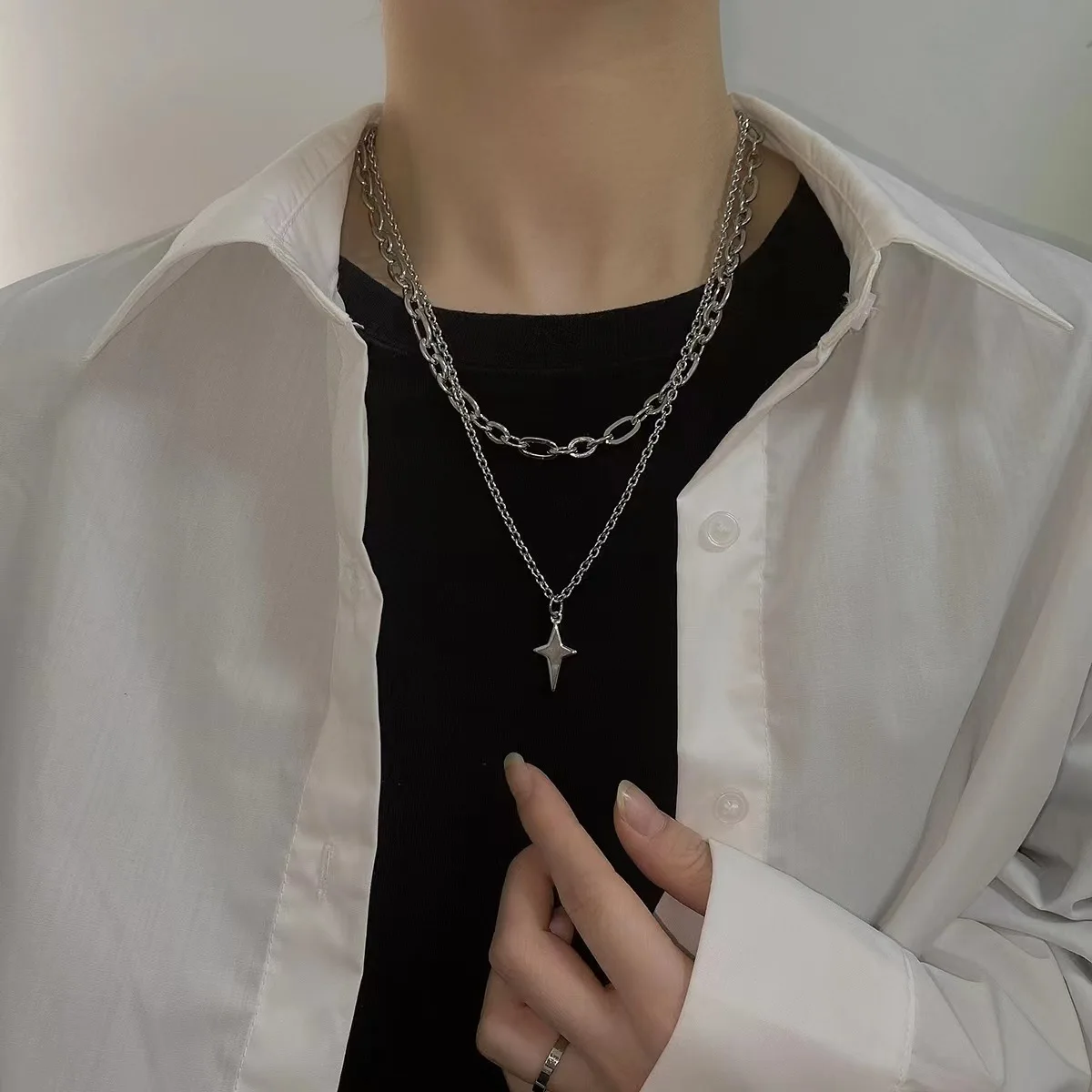 Einfache trend ige Stern hohle Choker Halskette Anhänger Hals Schmuck Accessoires Frauen Herrenmode Party Kette Halskette