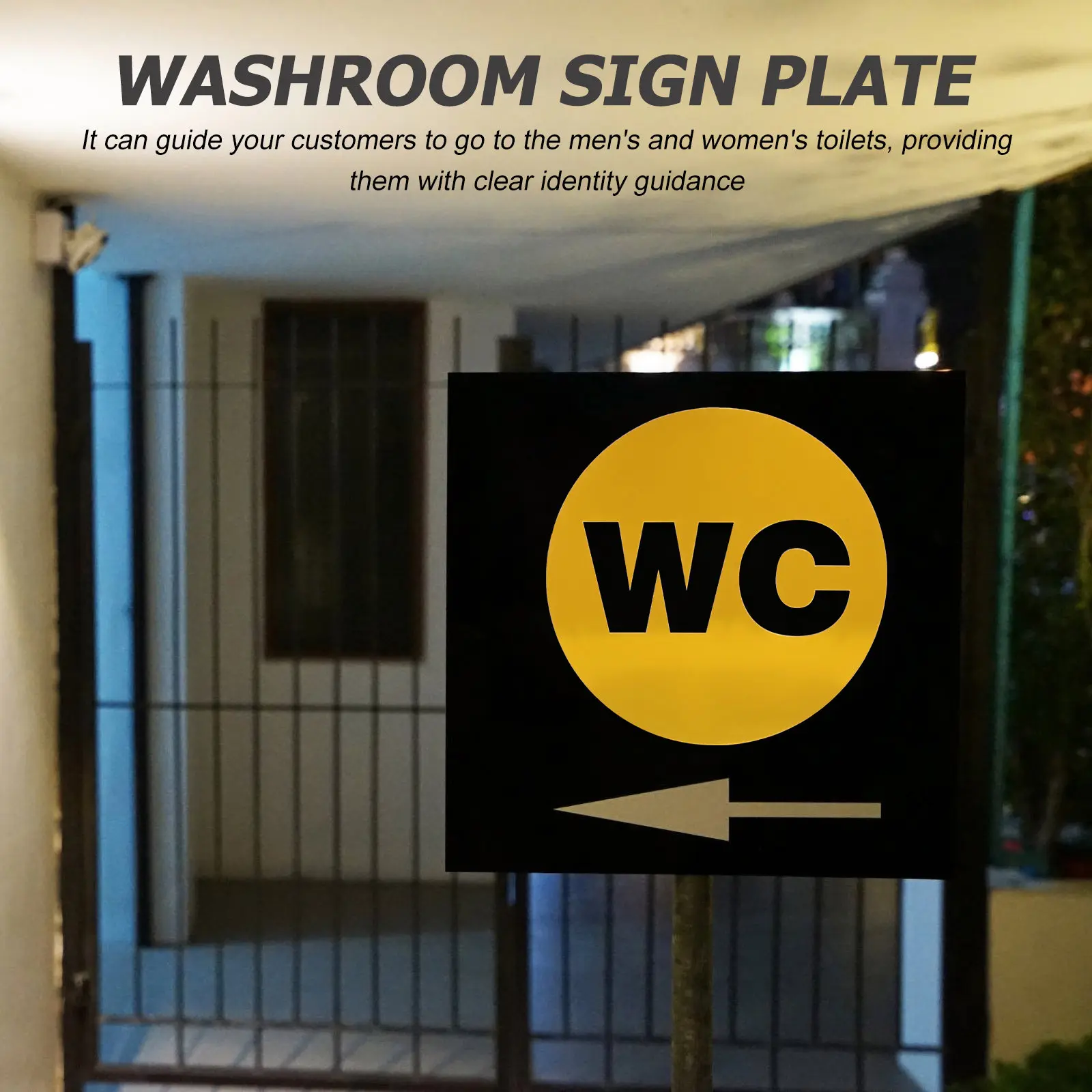 3Pcs Modern Washroom Sign Plate Toilet Identification Wall Sticker for Business Premises Restaurants Bars Shopping Centers